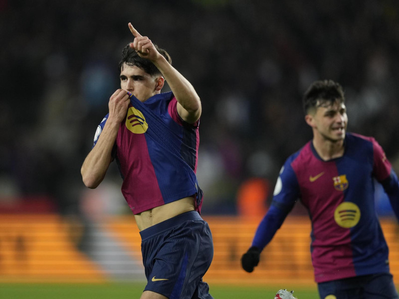 Cubarsí celebra el Barcelona 2 - Atlético de Madrid 2