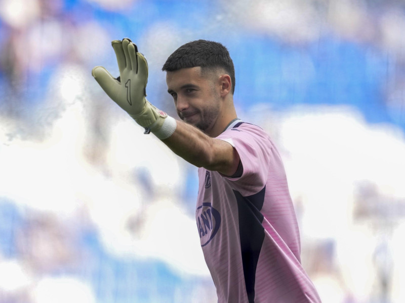 Joan García, en el entrenamiento previo al partido ante Las Palmas