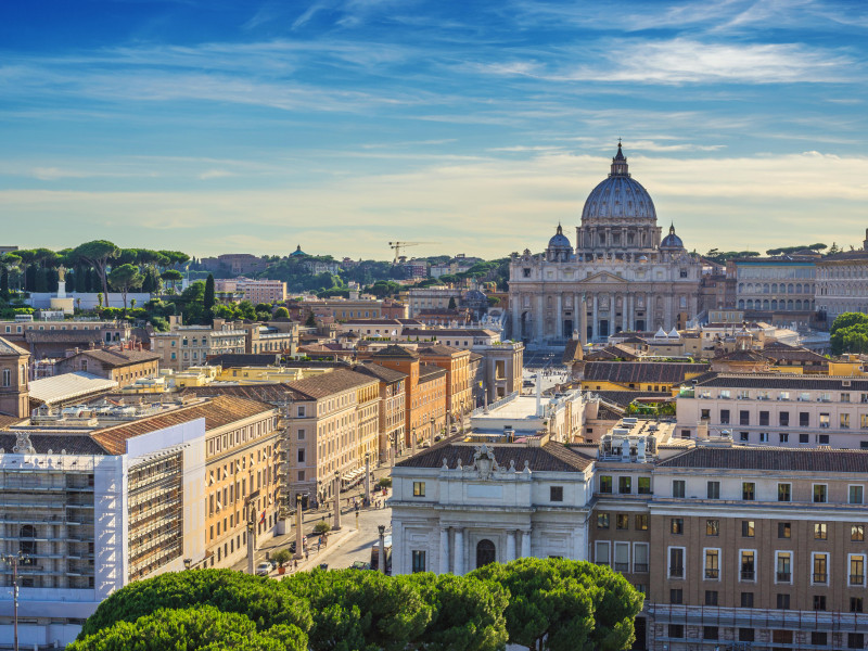 Horizonte de la ciudad de Roma al atardecer, Roma
